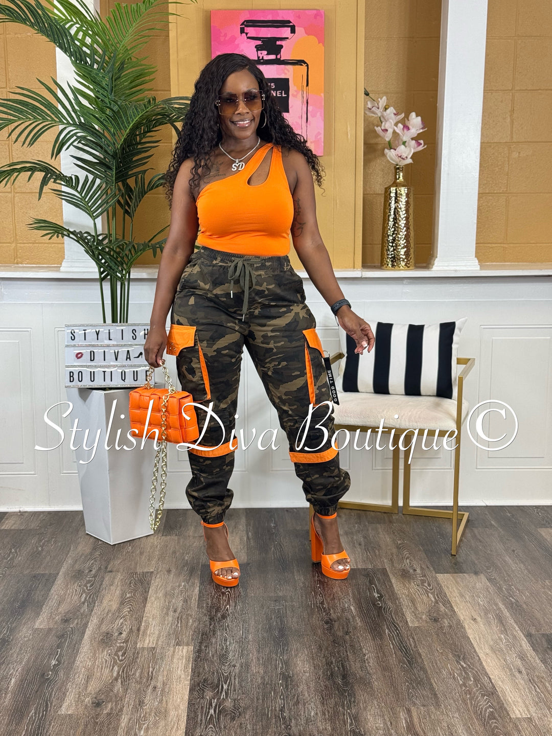 Camo Cargo Joggers up to 3XL (Camo/Orange)