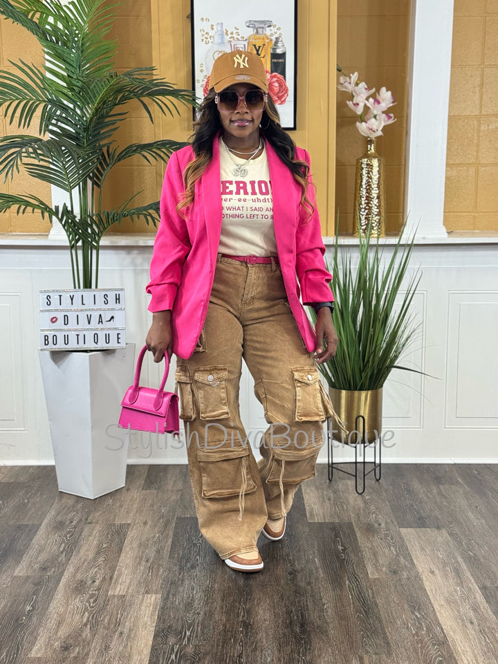 Main Character Acid Wash Cargo Jeans (Tan Wash)