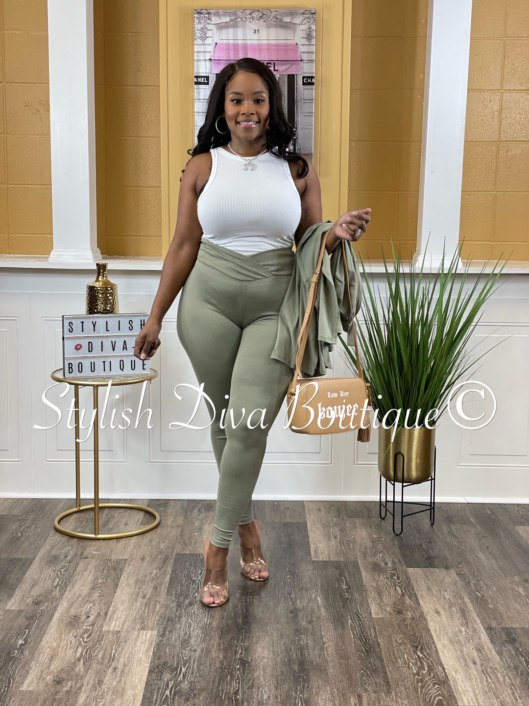 Just Watch Me Cardigan Set (Olive)