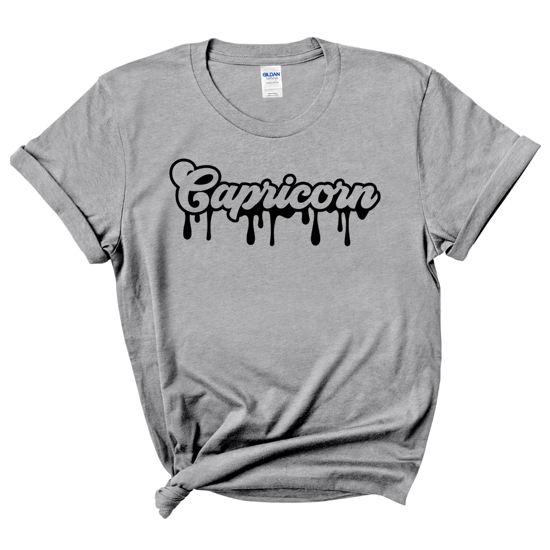 Capricorn Dripping T-Shirt (Black Print)