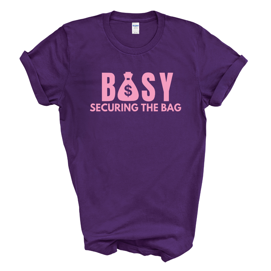 BUSY Securing The Bag T-Shirt (Pink Print)