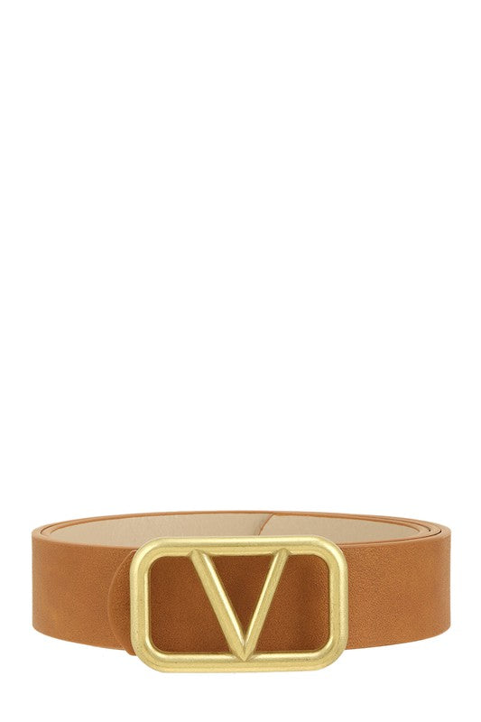 Metal V Box Gold Buckle Belts