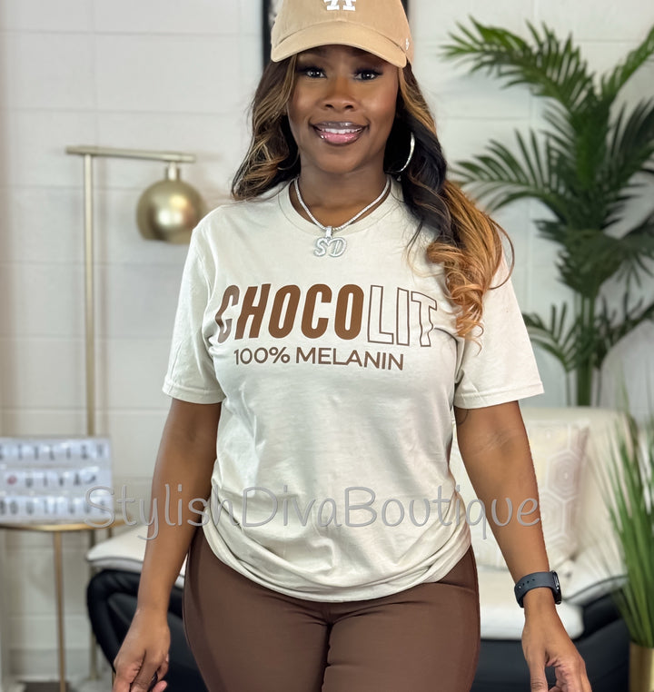 100% Chocolit Graphic Tee (Brown Print)