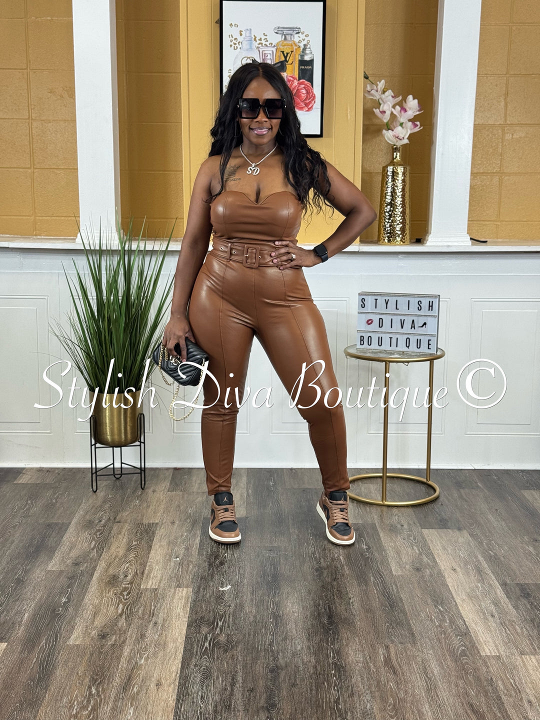 Xavia Vegan Leather Jumper (Camel Brown)