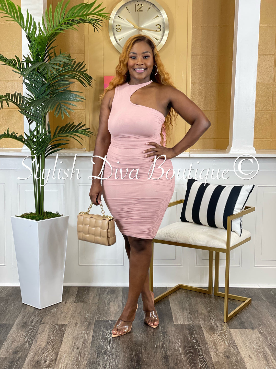 Bold Cut Dress (Blush Pink)