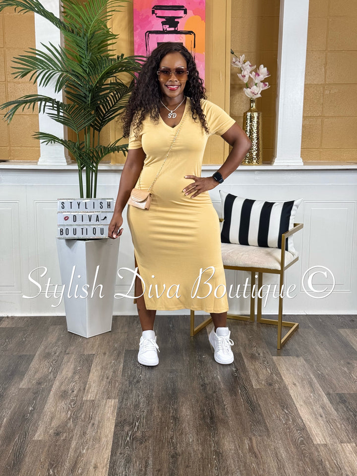Ivy V-Neck Shirt Dress (Tortilla Brown)