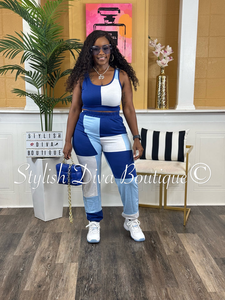 Jeri Colorblock Jogger Set (Shades of Blue)