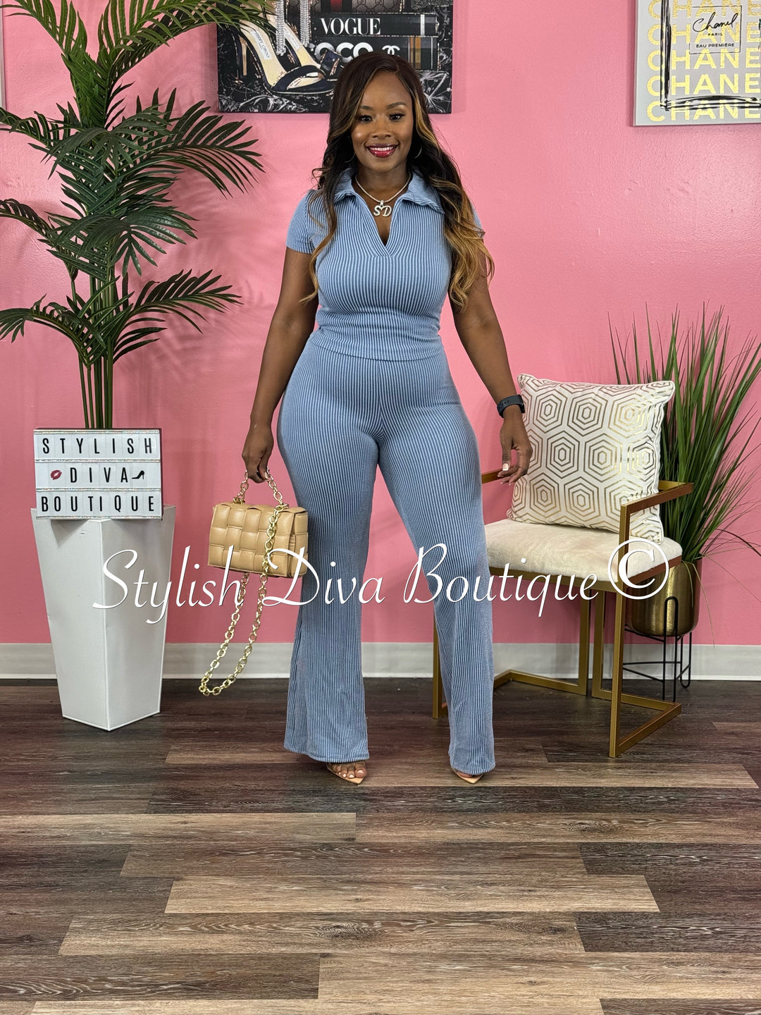 Dynasty 2pc Pant Set up to 3XL (Denim Blue)