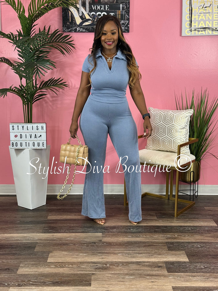 Dynasty 2pc Pant Set up to 3XL (Denim Blue)