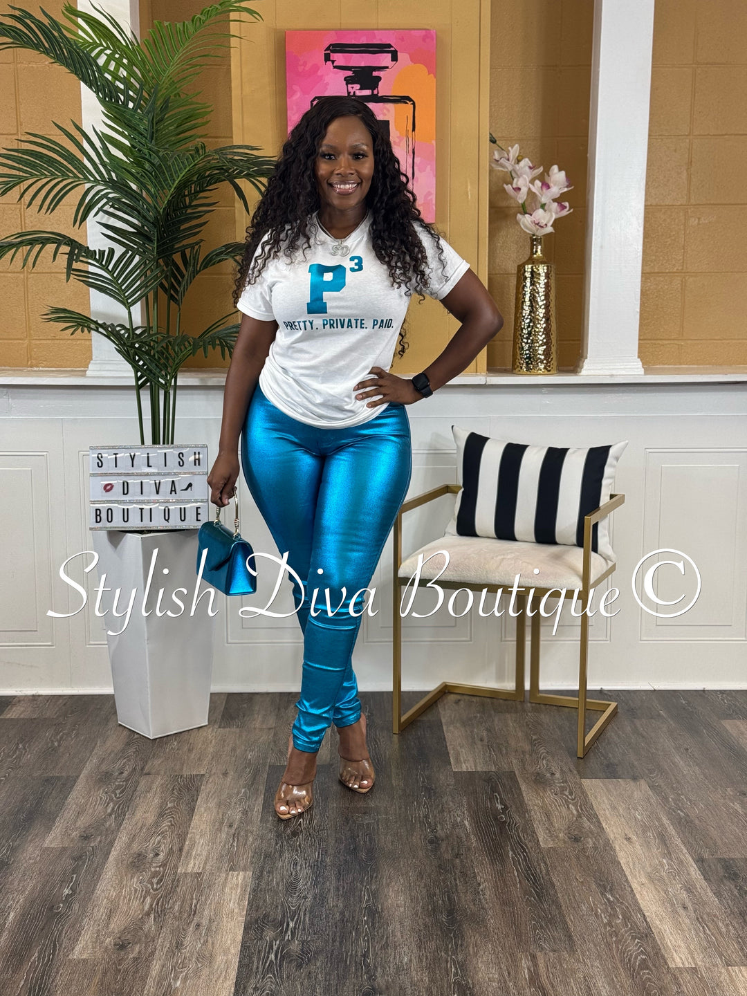 Killer Looks High Waist Skinny Jeans (Metallic Turquoise)
