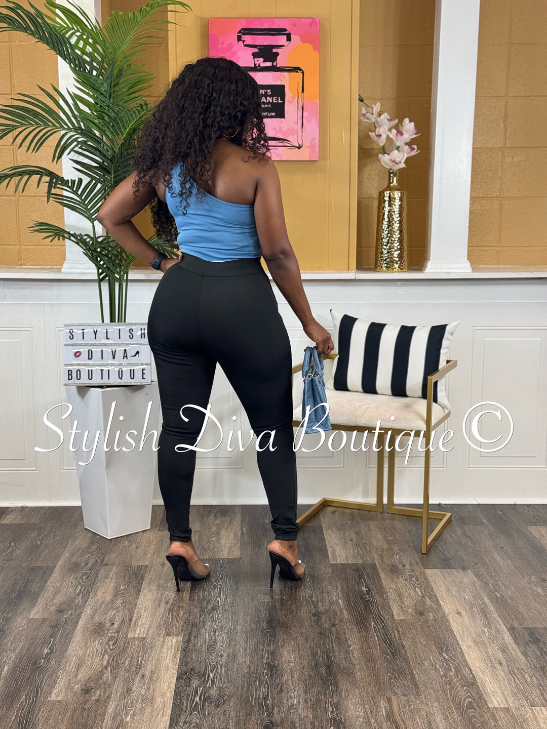 Maddy One Shoulder Bodysuit (Denim Blue)