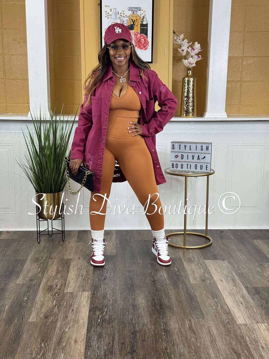 Harper Distressed Denim Shacket (Berry Denim)