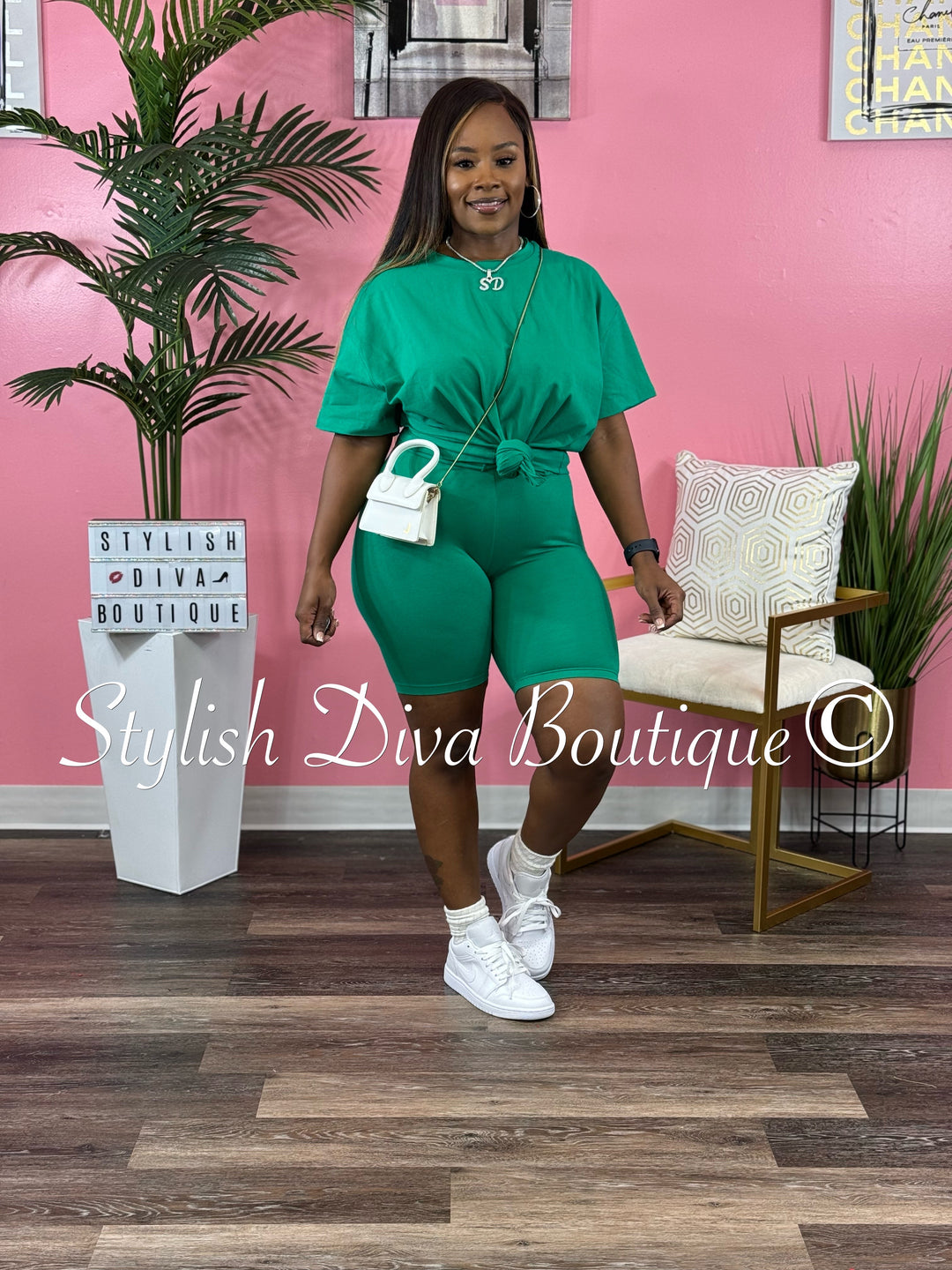 Weekend Vibes Biker Set (Green)