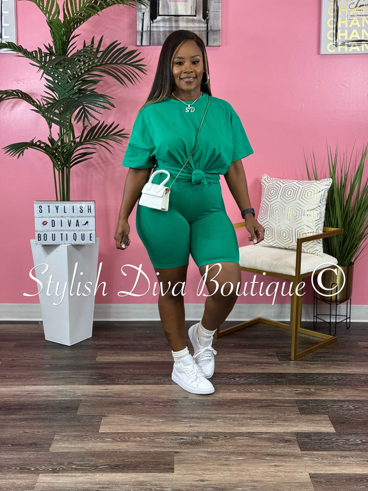 Weekend Vibes Biker Set (Green)