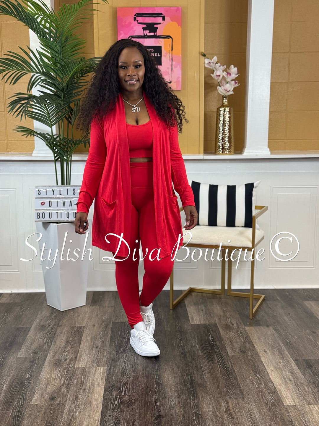Everyday Open Front Cardigan (Red)