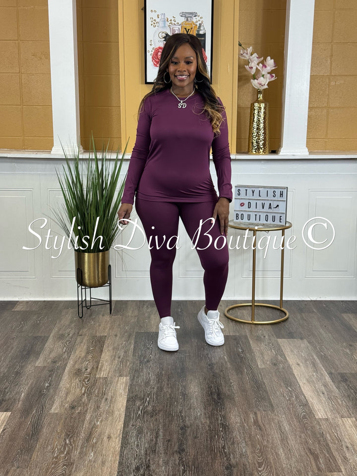 Weekend Ease Legging Set up to 3XL (Plum)