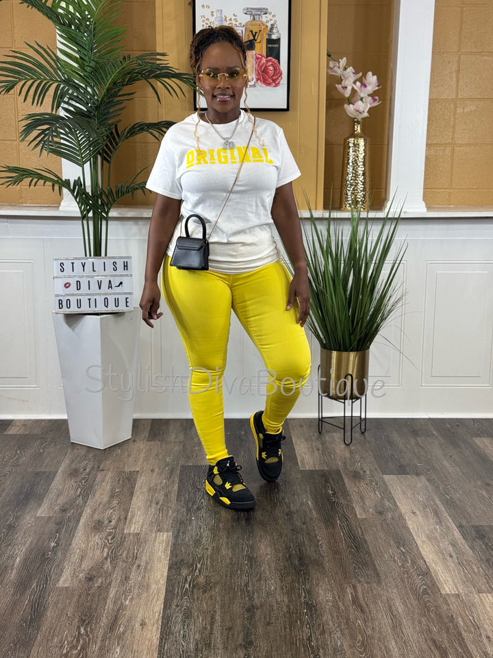So Curvy Stretch Skinny Jeans up to 2XL (Yellow)