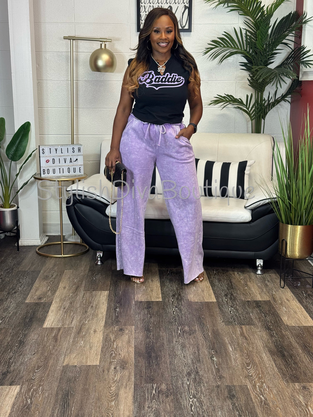 Baddie T-Shirt (Lavender Print)