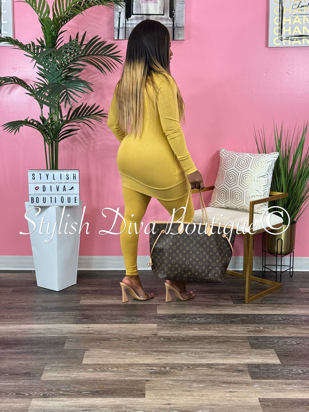 Terri 2pc Cardigan Set (Lt Mustard)