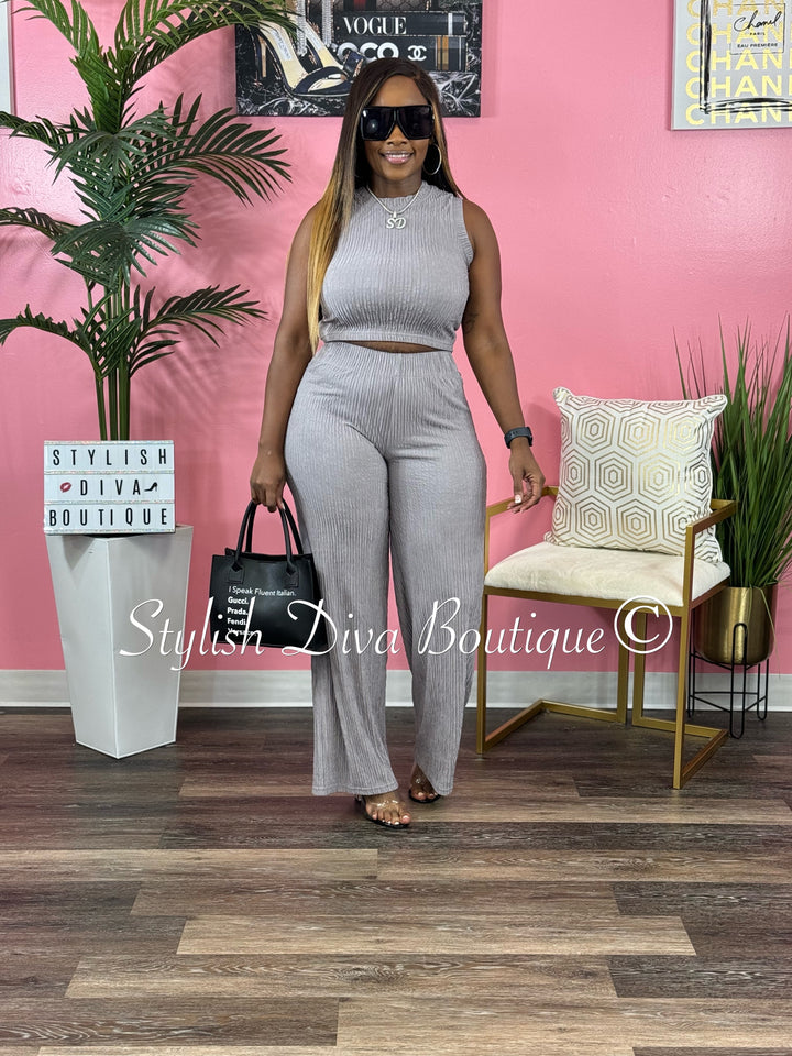 She's Different Cropped Set (Grey)