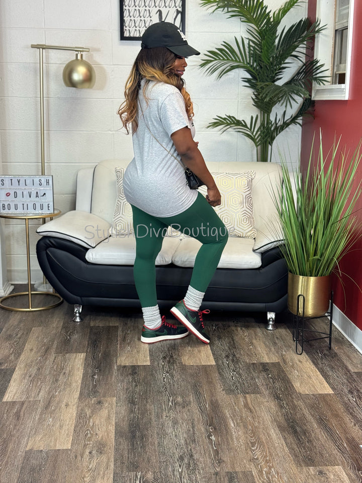 Butter Soft Microfiber Leggings up to 3XL (Dark Green)