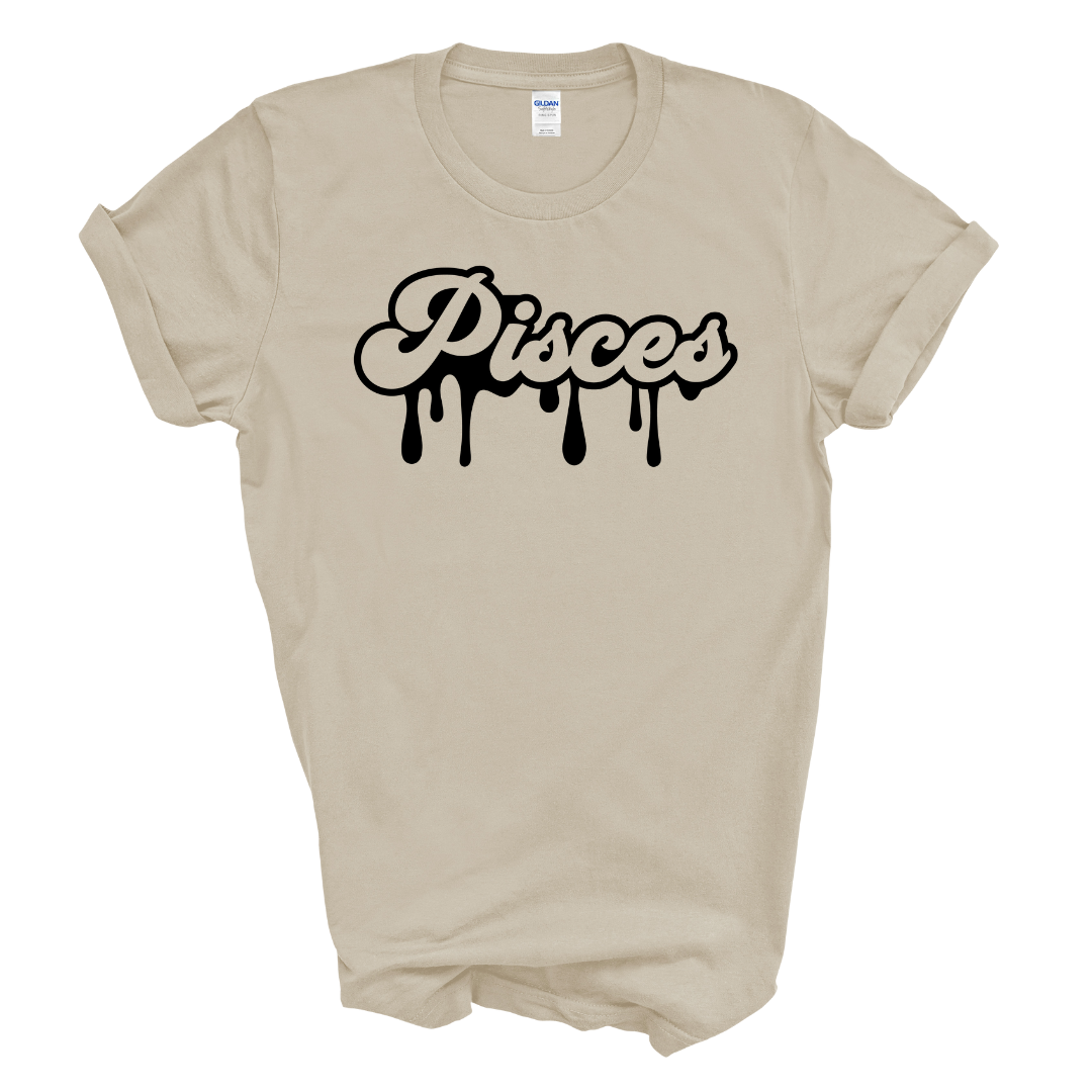 Pisces Dripping T-Shirt (Black Print)