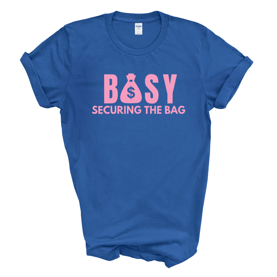 BUSY Securing The Bag T-Shirt (Pink Print)