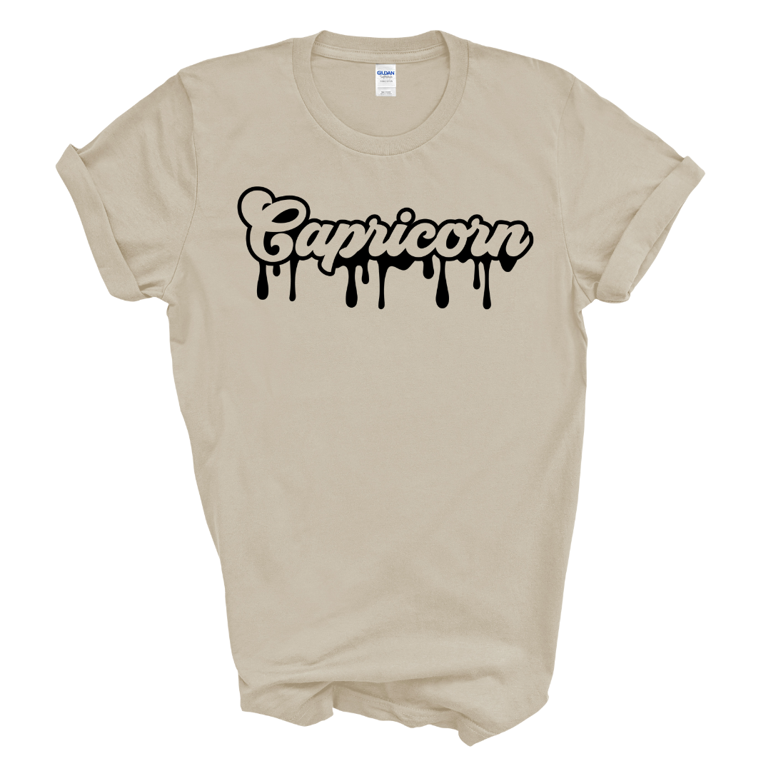 Capricorn Dripping T-Shirt (Black Print)