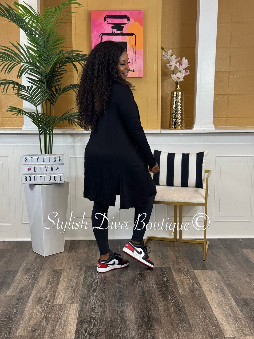 Everyday Open Front Cardigan (Black)