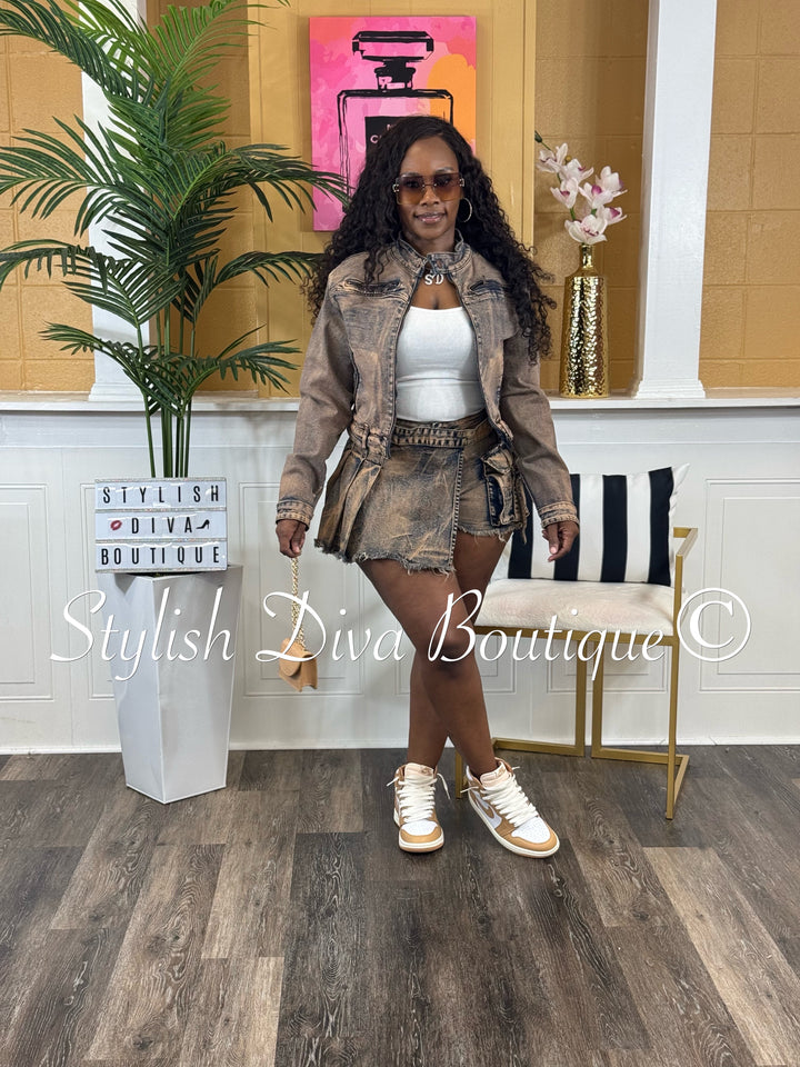 Rider Washed Mini Skort (Copper)