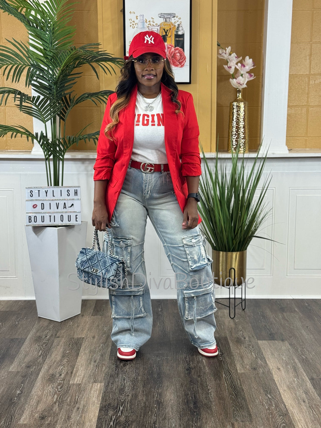 Main Character Acid Wash Cargo Jeans (Light Denim Wash)