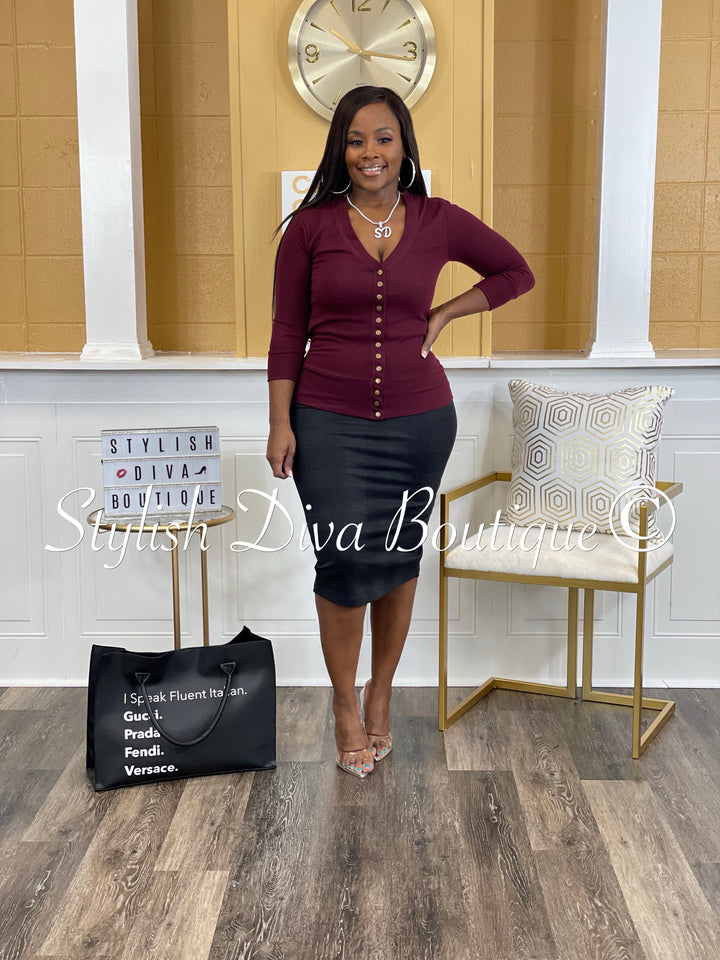 Business Meeting Skirt ONLY up to 3XL (DK Burgundy/Dk Grey Plaid)