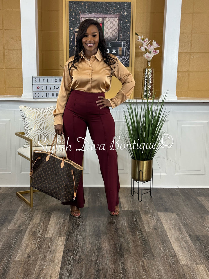 Gia Flare Pants (Dk Burgundy)