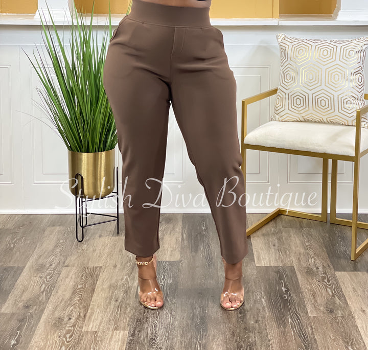 Business Inclusive 2pc Cardigan & Pants Set (Brown)