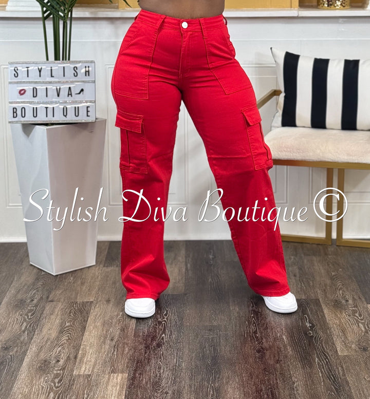 London Cargo Jeans (Red)