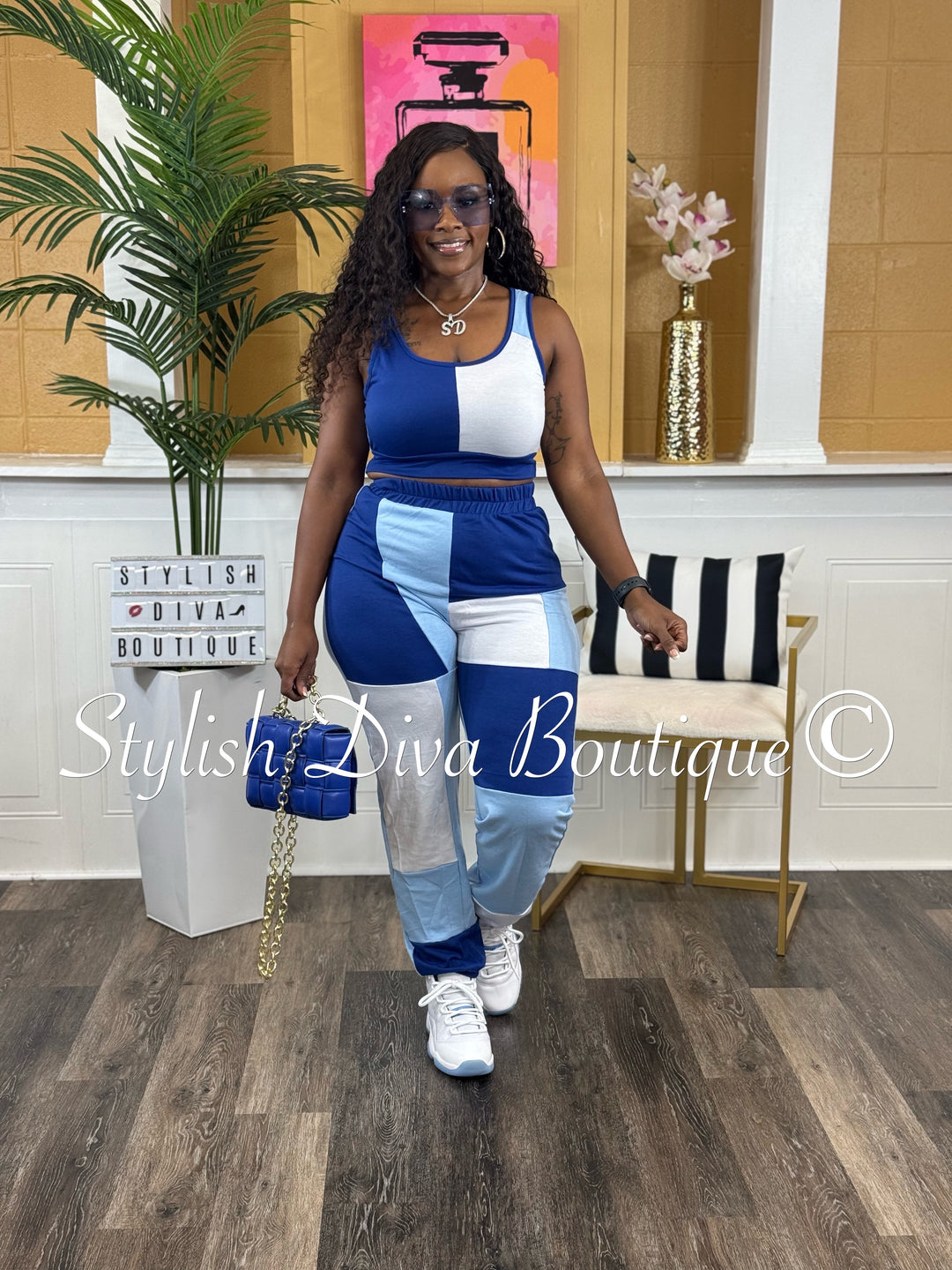 Jeri Colorblock Jogger Set (Shades of Blue)
