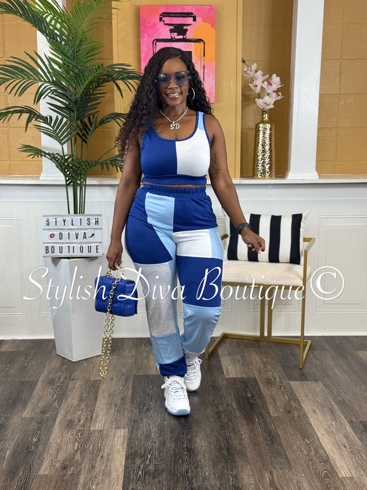 Jeri Colorblock Jogger Set (Shades of Blue)