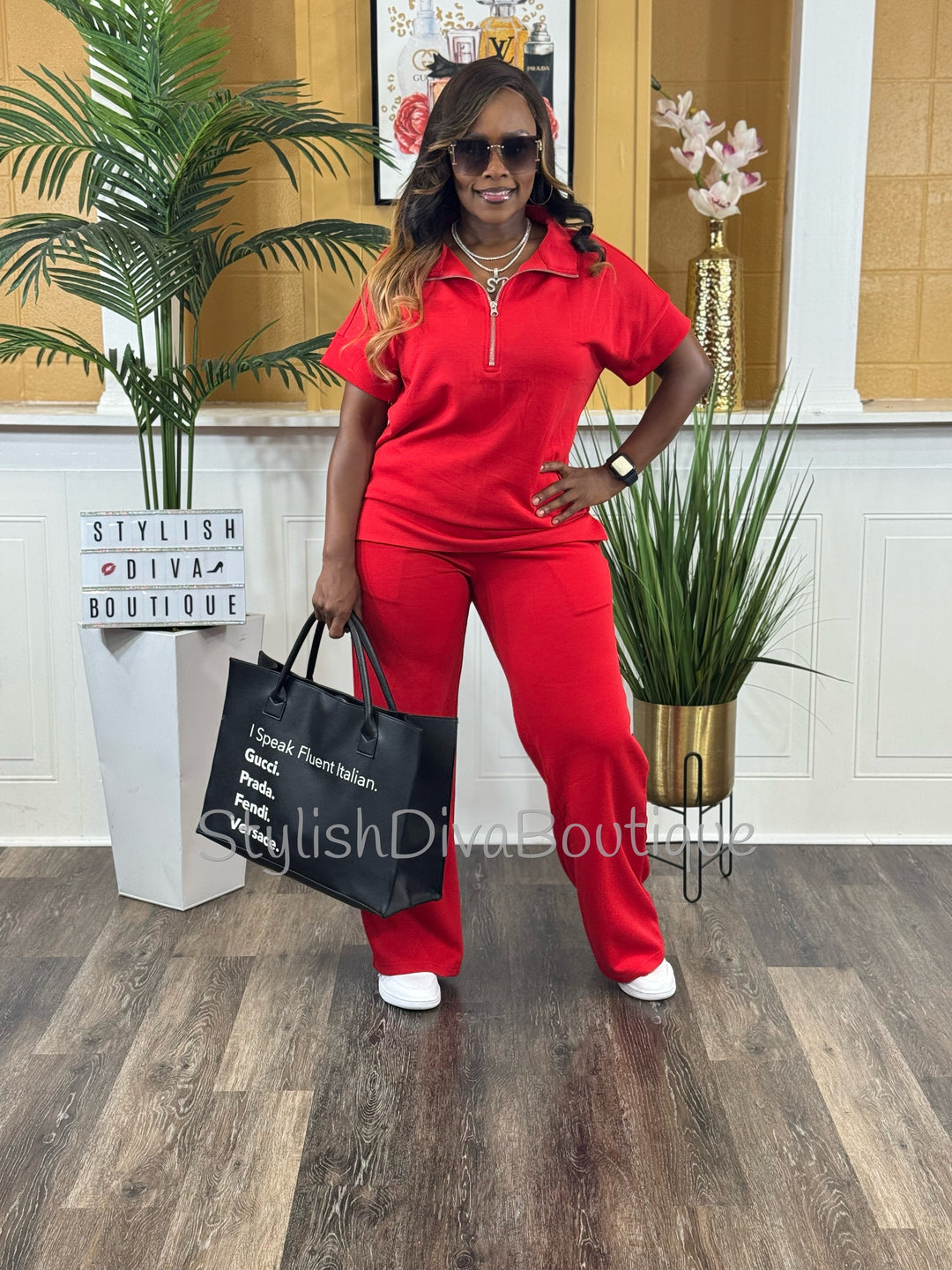 Polished Ease Half Zip Set Up to 3XL (Red)