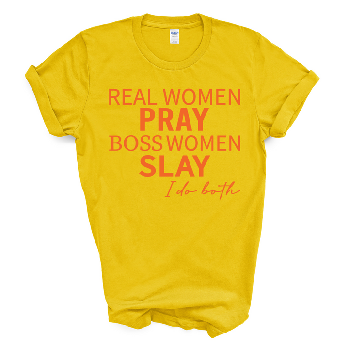 Real Women Boss Women T-Shirt (Orange Print)