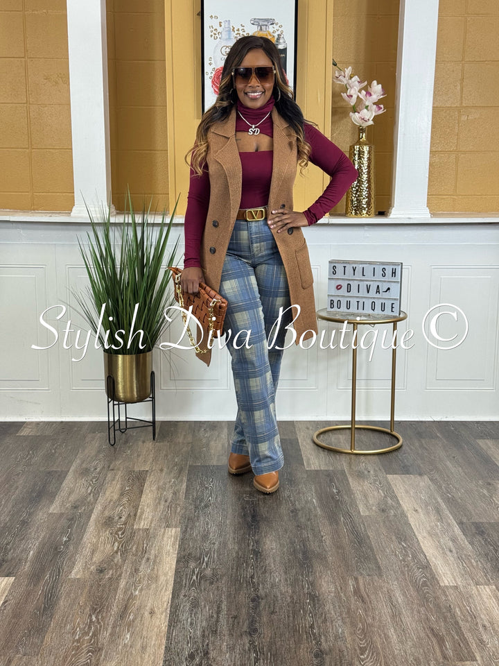 Plaid Perfection Vintage Jeans (Blue Haze)