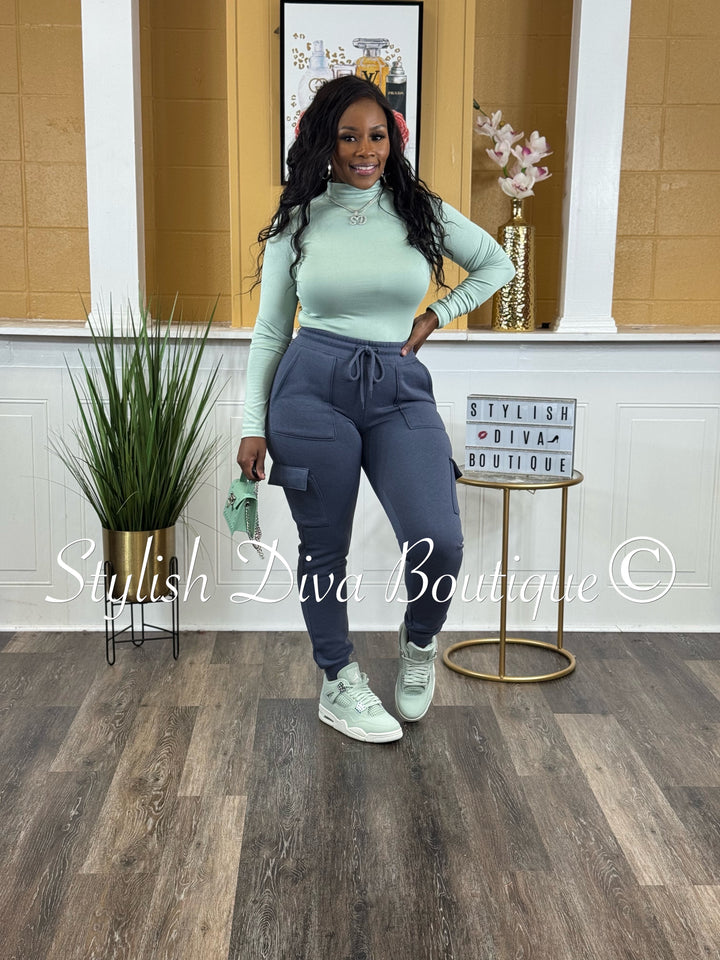 In A Mood Cargo Joggers (Denim Blue)