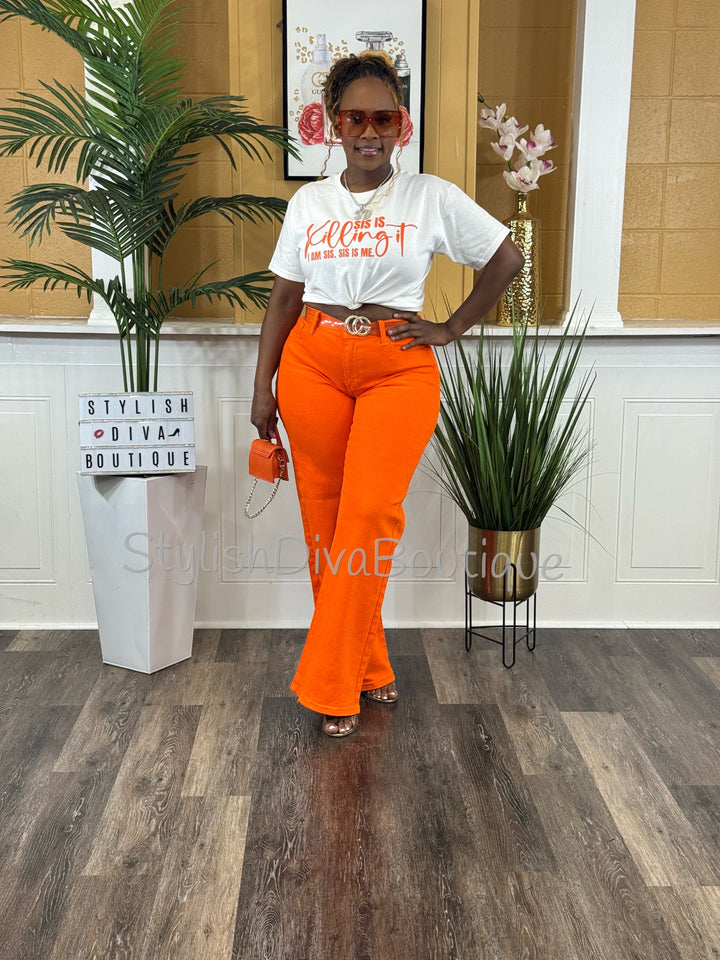 Tangerine Dreams Straight Leg Jeans (Tangerine Orange)
