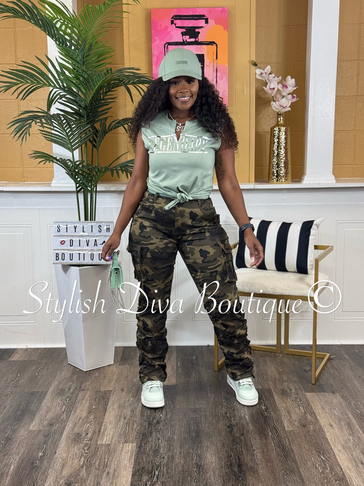 New Look Camo Shirred Pants