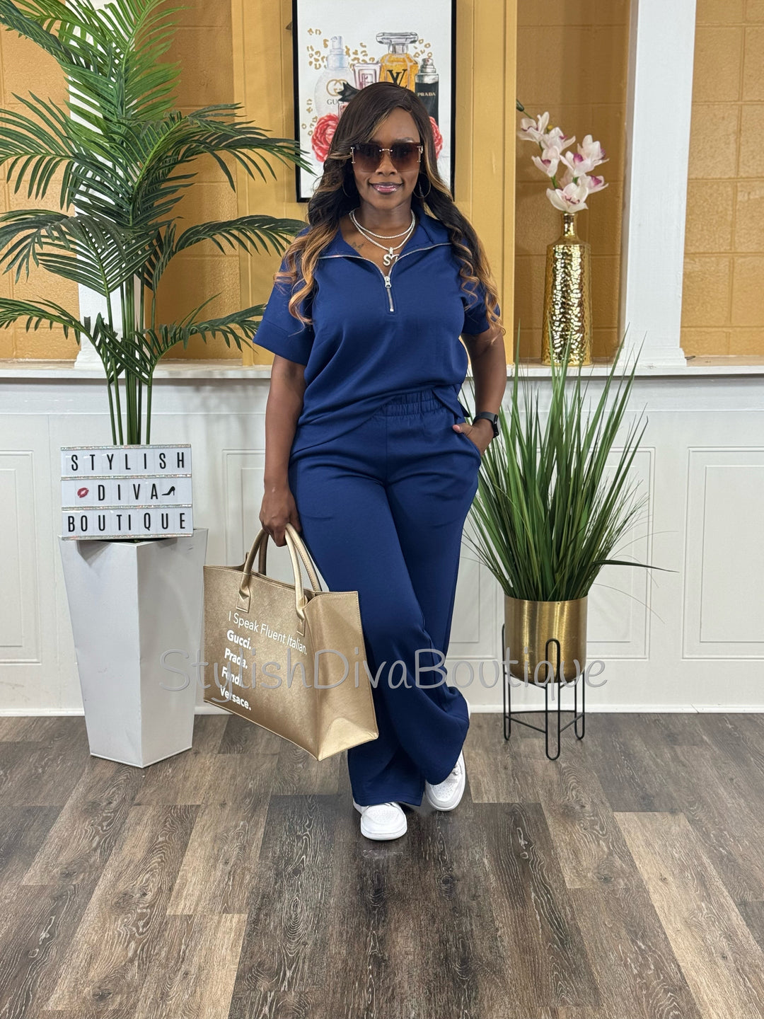 Polished Ease Half Zip Set Up to 3XL (Lt Navy)