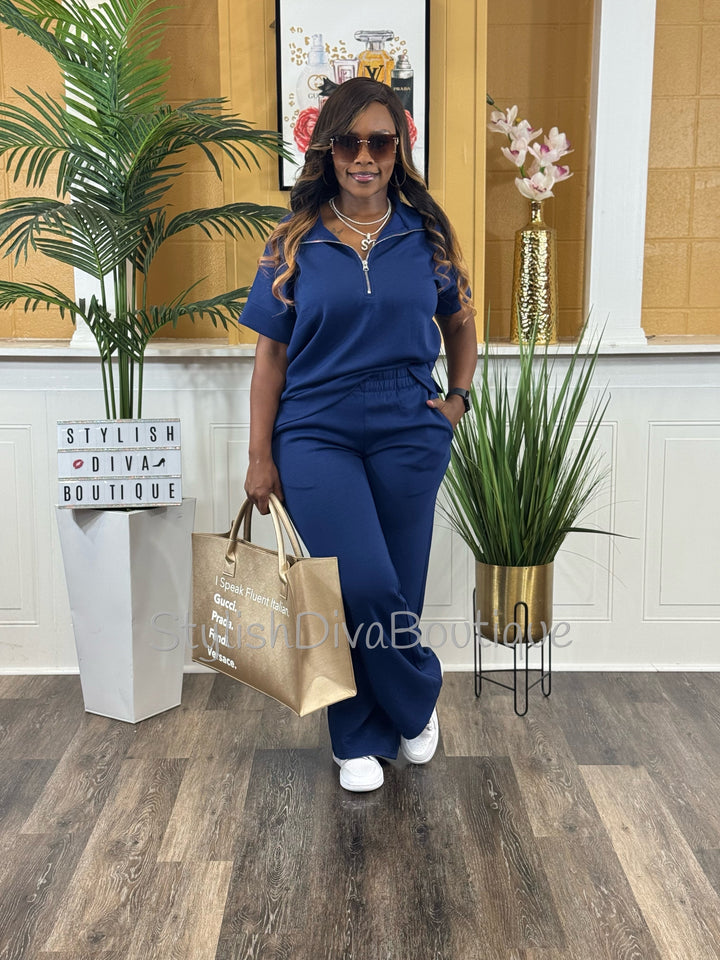 Polished Ease Half Zip Set Up to 3XL (Lt Navy)