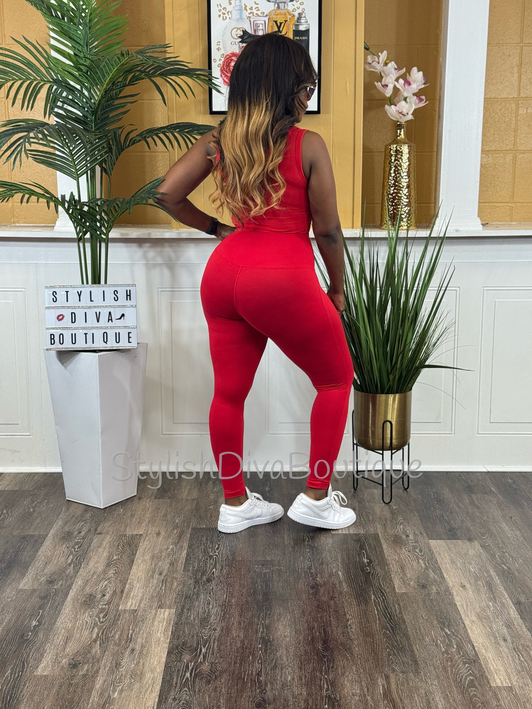 Butter Soft Microfiber Leggings up to 3XL (Red)