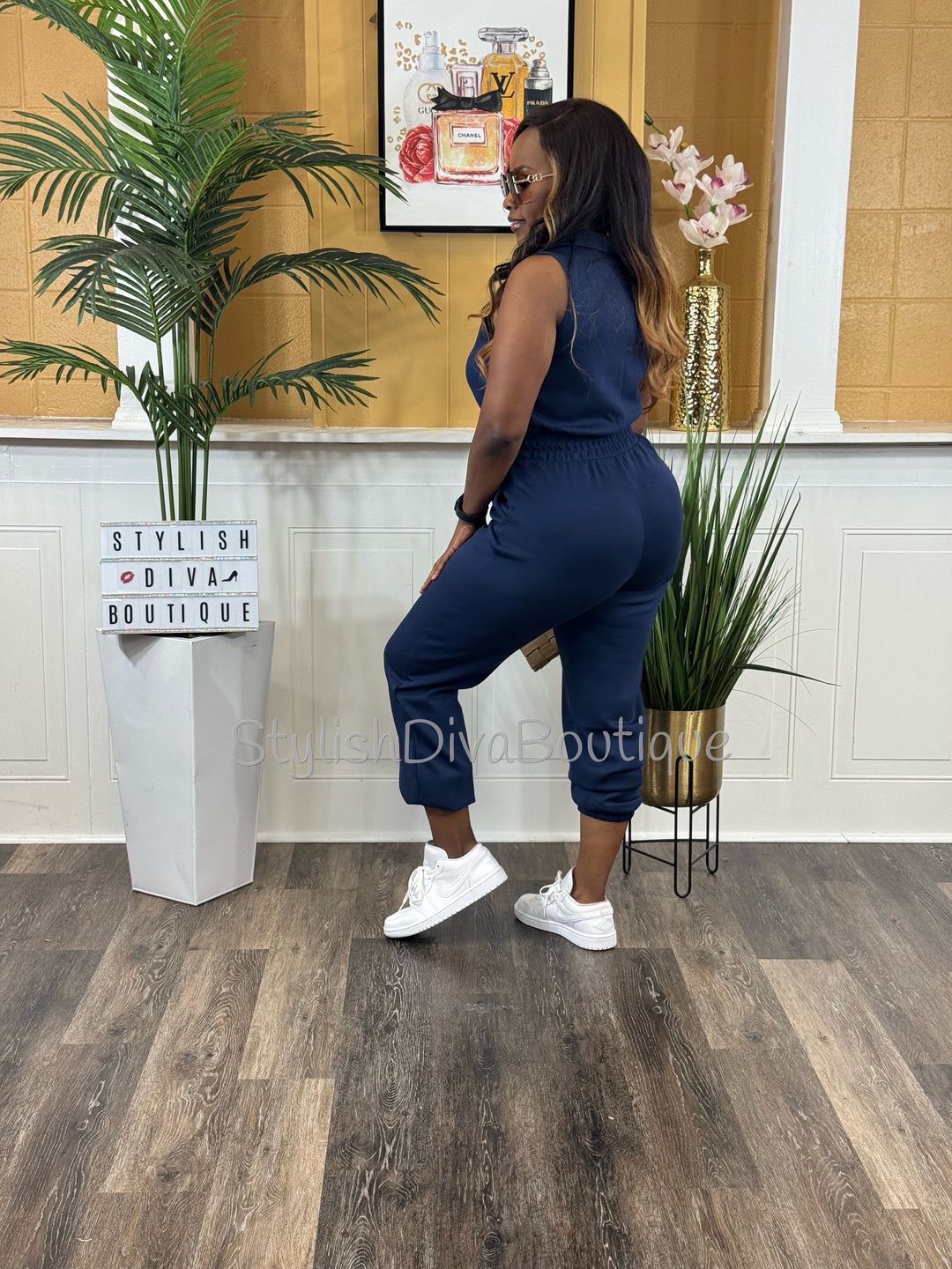 Jet Set Sleeveless Jumpsuit (Navy)