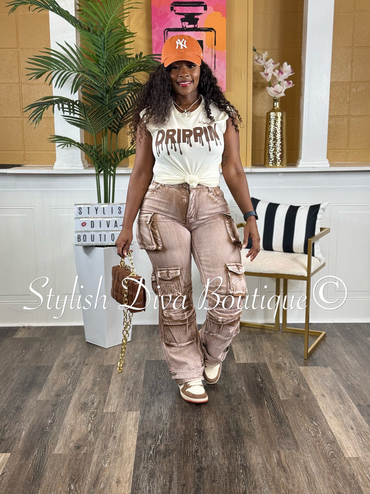 Mecca Acid Washed Cargo Pants (Mocha Brown)