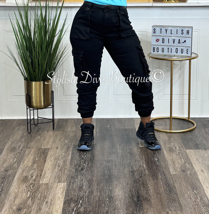 Sienna Cargo Joggers up to 3XL (Black)