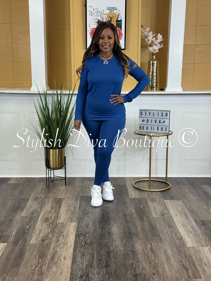 Weekend Ease Legging Set up to 3XL (Lt Navy)